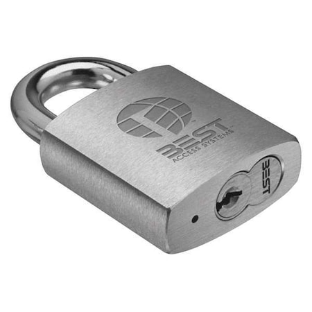 Padlock, Coreless, Standard Shackle, Rectangular Zinc Alloy Body, Brass Shackle, 7/8 in W