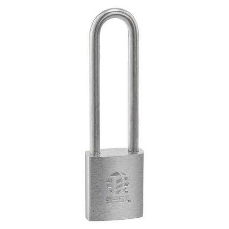 Padlock, Coreless, Long Shackle, Rectangular Zinc Alloy Body, Brass Shackle, 7/8 in W