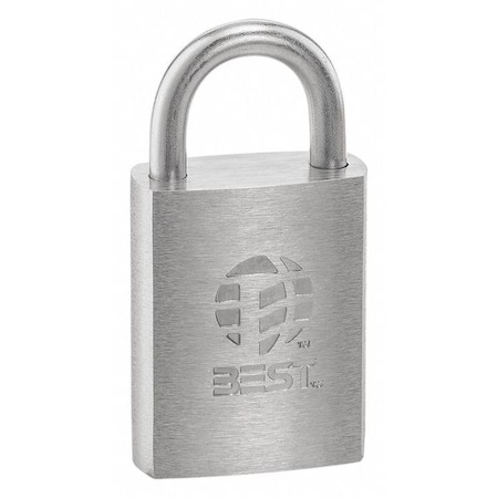 Padlock, Coreless, Standard Shackle, Rectangular Zinc Alloy Body, Stainless Steel Shackle, 7/8 in W