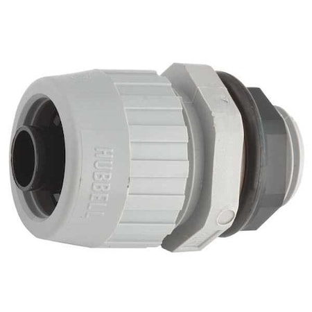 Conduit Fitting Connector, 1-1/2 in, Liquid-Tight, Nylon, Zinc Plated, Gray