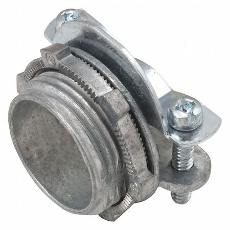 Conduit Fitting NM Sheathed Cable Connector, 1 in, Threaded, Die Cast Zinc, Zinc Plated, Silver