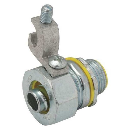 Conduit Fitting Connector, 1-1/4 in, Threaded, Steel, Electro Zinc Plated, Gray