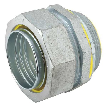 Conduit Fitting Connector, 2-1/2 in, Liquid-Tight, Steel, Electro Zinc Plated, Gray