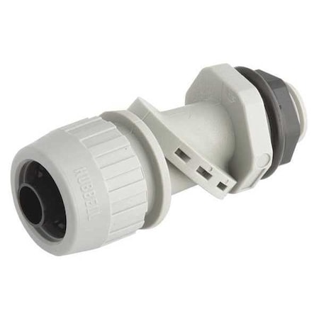 Conduit Fitting Connector, 3/4 in, Liquid-Tight, Nylon, Zinc Plated, Gray