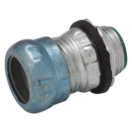 EMT Grounding Connector, 2 in, Compression, Steel, Plain, Black; Gray