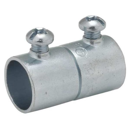 EMT Coupling, 1-1/2 in, Set Screw, Steel, Zinc Plated, Gray