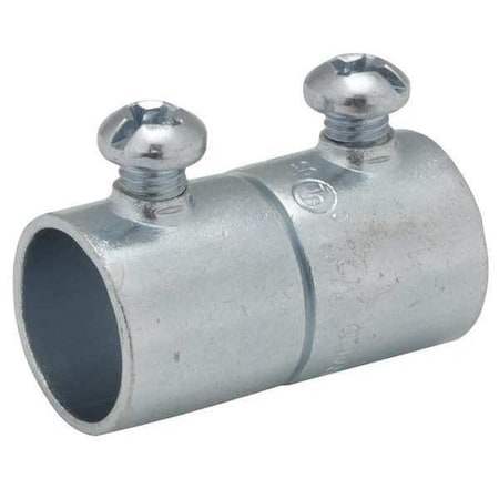 EMT Coupling, 2 in, Set Screw, Steel, Zinc Plated, Gray