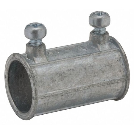 EMT Coupling, 1-1/4 in, Set Screw, Zinc Alloy, Plain, Gray