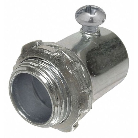 EMT Grounding Connector, 1 in, Set Screw, Steel, Zinc Plated, Gray