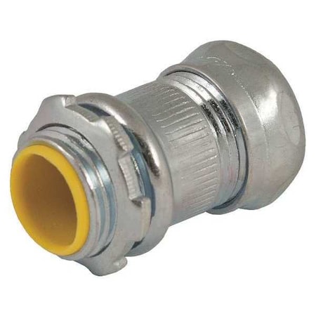 EMT Grounding Connector, 3/4 in, Compression, Steel, Plain, Gray