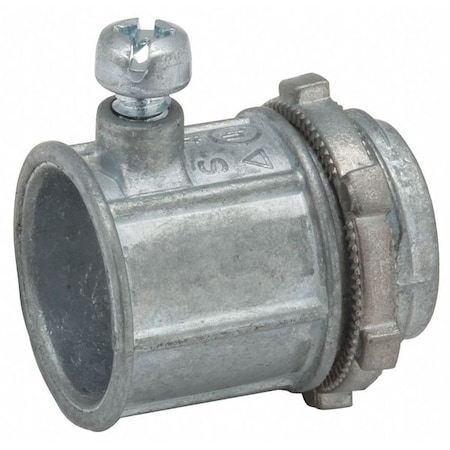 EMT Grounding Connector, 3/4 in, Set Screw, Zinc Alloy, Plain, Gray