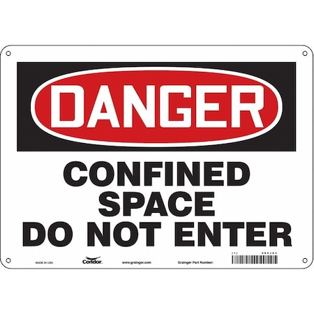 Safety Sign, 10 in Height, 14 in Width, Aluminum, Horizontal Rectangle, English, 465J83