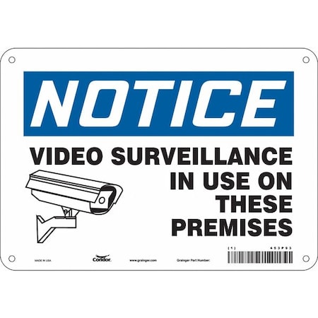 Security Sign, 7 in H, 10 in W, Aluminum, Vertical Rectangle, English, 453P93