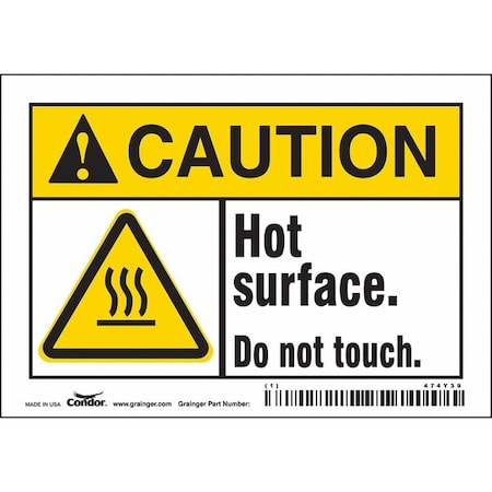 Danger Sign, 3 1/2 in H, 5 in W, Vinyl, Horizontal Rectangle, English, 474Y39