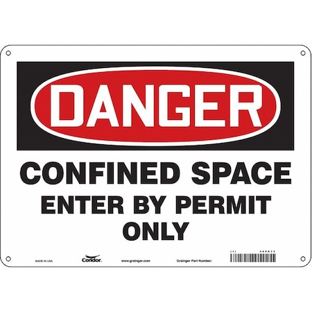 Safety Sign, 10 in Height, 14 in Width, Aluminum, Horizontal Rectangle, English, 465K33