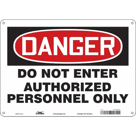 Safety Sign, 10 in Height, 14 in Width, Polyethylene, Horizontal Rectangle, English, 472M94