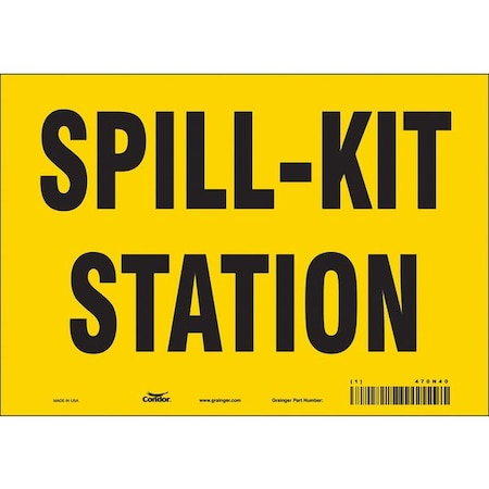 Spill Kit Station, 10 in W x 7 in H, Vertical Rectangle, Vinyl, 470N40