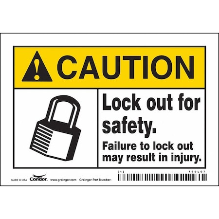 Safety Sign, 3 1/2 in Height, 5 in Width, Vinyl, Horizontal Rectangle, English, 469L07