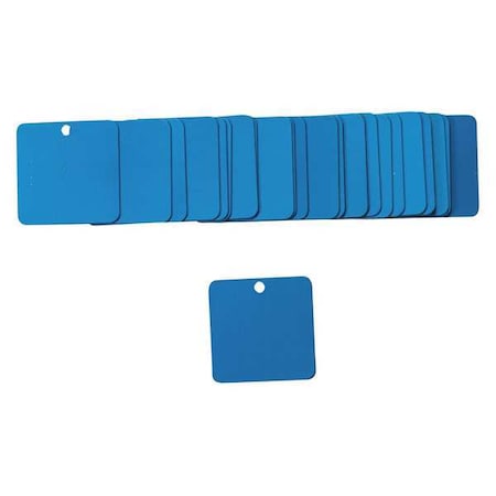 Blank Tag, Aluminum, 1 1/2 in H x 1 1/2 in W, Blue, Square, 25 PK