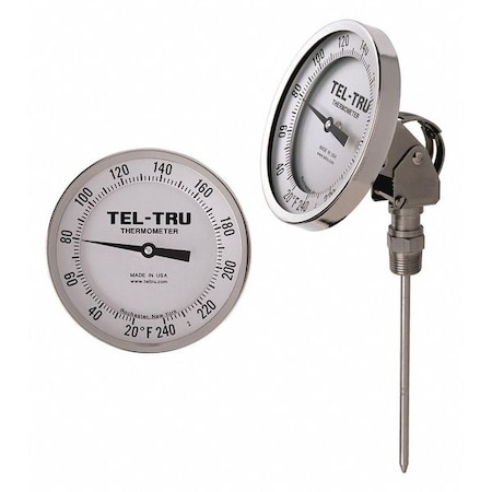 Analog Dial Thermometer,Stem 18" L