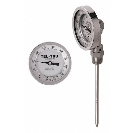 Analog Dial Thermometer,Stem 2-1/2" L
