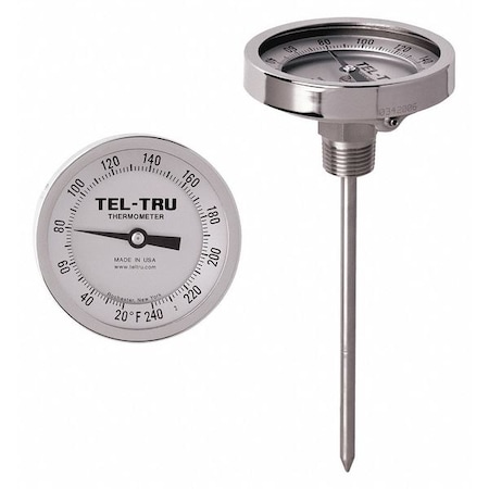 Analog Dial Thermometer,Stem 24" L