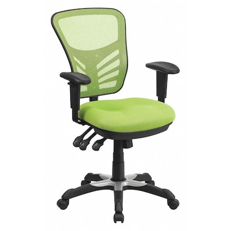 Contemporary Office Chair, Green Seat, Black Back, 25 3/4" W 27-1/2" L 43-1/2" H, Adjustable Padded