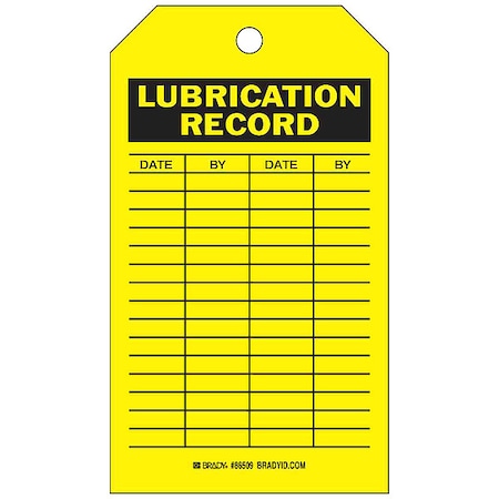 Tag, Maintenance, Heavy Duty Polyester, 7 in H x 4 in W, Black on Yellow, Rectangle, 10 PK