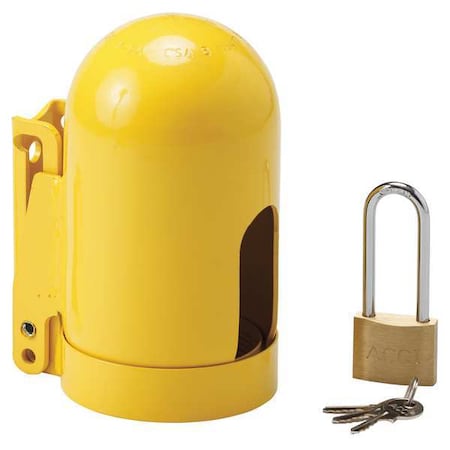 Locking Cylinder Cap, Course Thread, Yellow, Steel, 1 Max. No. of Padlocks