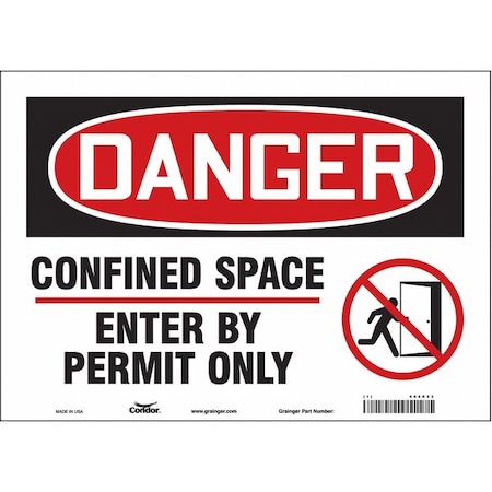 Safety Sign, 10 in Height, 14 in Width, Vinyl, Horizontal Rectangle, English, 465K23