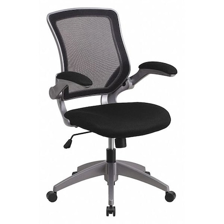 Mesh Task Chair, 21-, Padded Flip-up, Back, Seat: Black; Frame: Gray