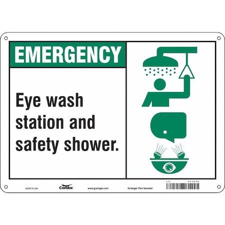 Emergency, Eye Wash Station & Safety Shower, 14 in W x 10 in H, Rectangle, Polyethylene, 471C35
