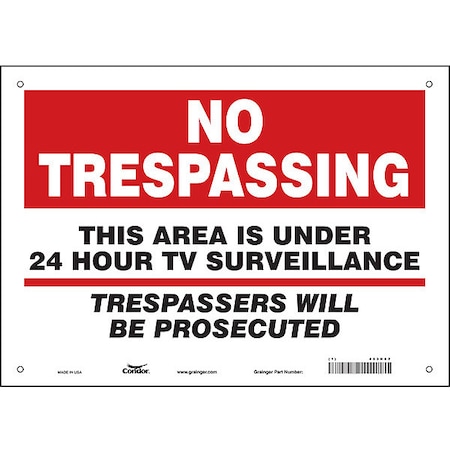 Security Sign, 10 in Height, 14 in Width, Polyethylene, Horizontal Rectangle, English