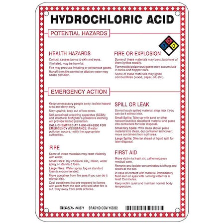 Chemical Sign, 10 in Height, 7 in Width, Rectangle