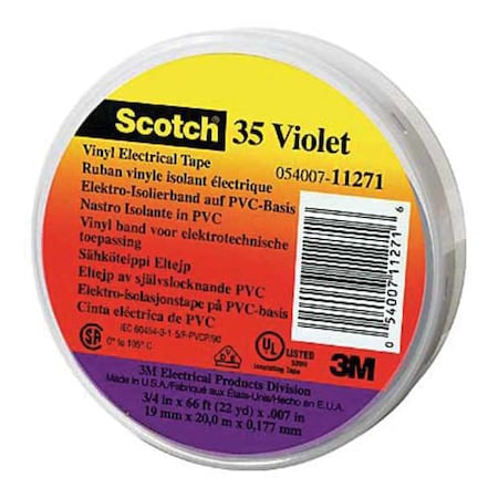 ElectricalTape,Prp,6-5/8ydL,1/2inW,PK100