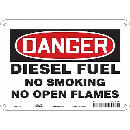 No Smoking Sign, 7" H, 10" W,  Vertical Rectangle, English, 473T22