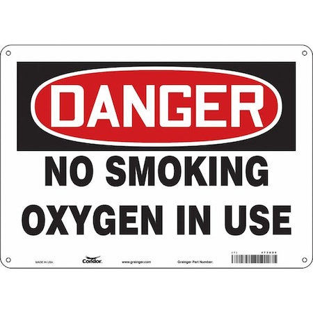 No Smoking Sign, 10" H, 14 in W, Polyethylene, Horizontal Rectangle, English, 473U26