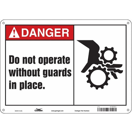 Safety Sign, 10 in Height, 14 in Width, Aluminum, Horizontal Rectangle, English, 475F87