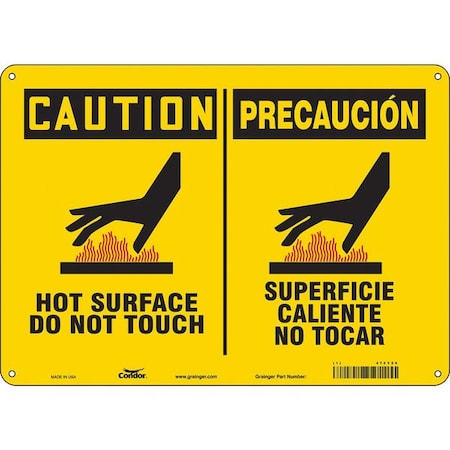 Danger Sign, 10 in H, 14 in W, Polyethylene, Horizontal Rectangle, English, Spanish, 474Y26