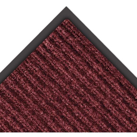 Entrance Mat, Polypropylene, 3/8 in Thick, Red/Black, 3 ft W x 60 ft L