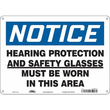 Safety Sign, 10 in Height, 14 in Width, Aluminum, Horizontal Rectangle, English, 468R74