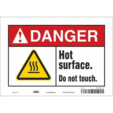 Danger Sign, 7 in H, 10 in W, Vinyl, Vertical Rectangle, English, 474Z75