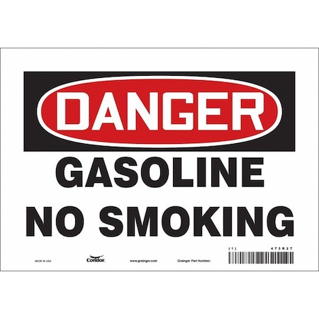 No Smoking Sign, 7" H, 10" W, Vinyl, Vertical Rectangle, English, 473R27