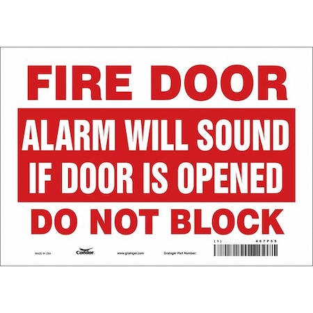 Safety Sign Emergency Exit, Vinyl, 10 in W, 7 in H, White