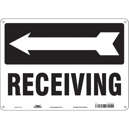 Receiving, 14 in W x 10 in H, Horizontal Rectangle, Aluminum, 473C38