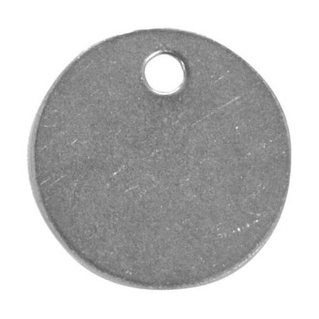 Blank Tag, Stainless Steel, 1 1/4 in H x 1 1/4 in W, 1 1/4 in Dia., Silver, Round, 25 PK