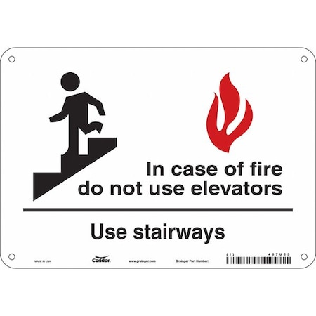 Safety Sign Emergency Exit, Polyethylene, 10 in W, 7 in H, White