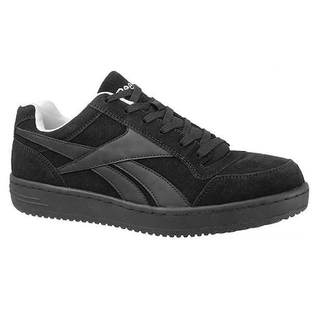 Women's Athletic Shoe, Steel Toe, Leather Upper, Rubber Outsole, Lace Up, Black, 6 M