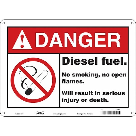 No Smoking Sign, 10" H, 14 in W, Vinyl, Horizontal Rectangle, English, 473U86