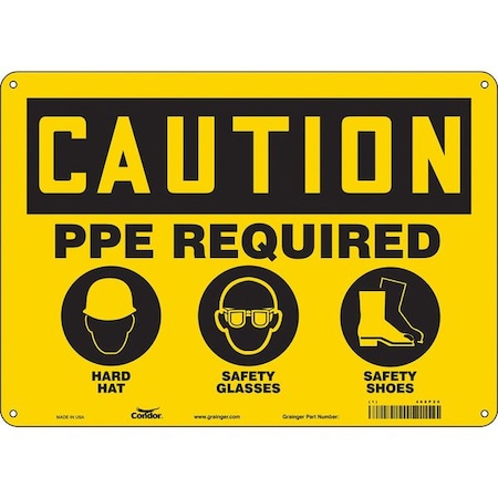 Safety Sign, 10 in Height, 14 in Width, Polyethylene, Horizontal Rectangle, English, 468P26